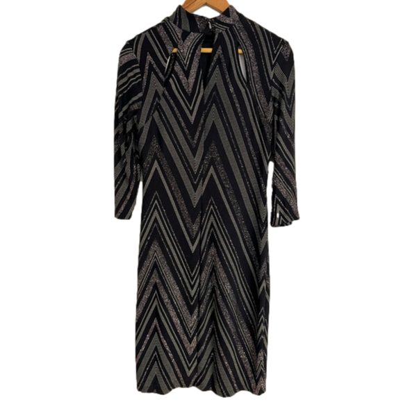 Enfocus Studio Women’s Black, Silver, and Lilac Shimmering Dress Size 6 - Picture 2 of 7